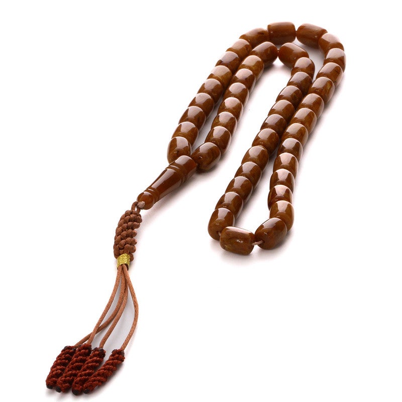 RS Polish Amber Dust Misbaha Coffee Color 45 Beads with Tassel - Image 1