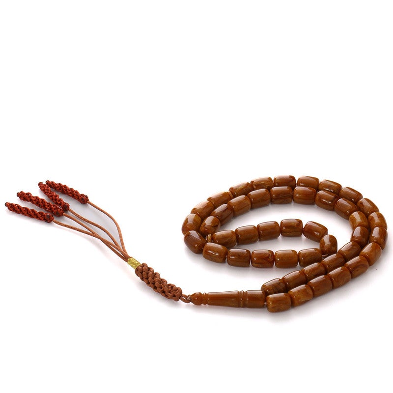 RS Polish Amber Dust Misbaha Coffee Color 45 Beads with Tassel - Image 2