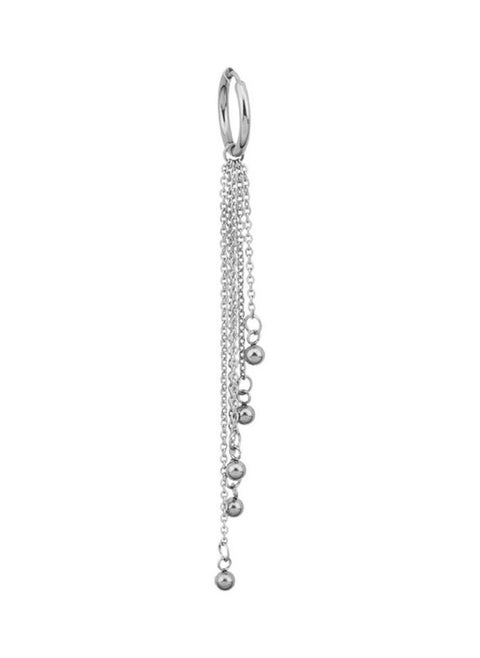 Unisex Bead Tassel Dangle Ear Stud Clip Earring