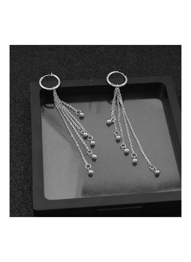 NIBEMINENT - Unisex Bead Tassel Dangle Ear Stud Clip Earring - Image 1