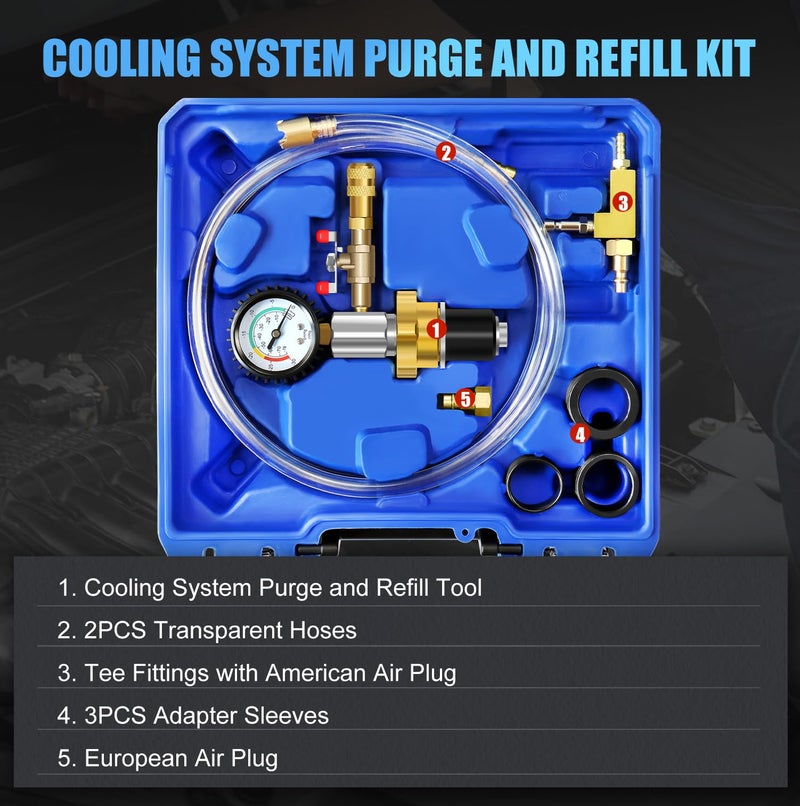 JIFETOR Universal Cooling System Vacuum Type Coolant Refill Tool Kit, Blue - Image 2