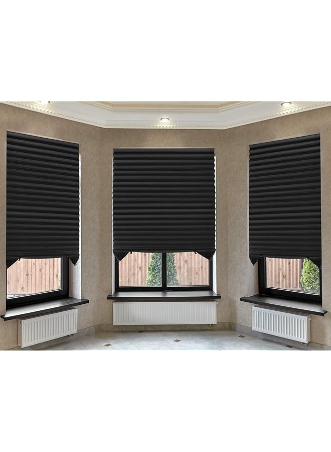 erorex Window Shades 1 Pcs Pleated Shade Heat Sun Protection Temporary Window Blind For Home Kitchen Room 90 X 180 Cm Black - Image 5