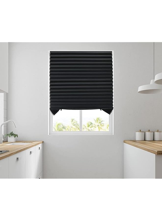 erorex Window Shades 1 Pcs Pleated Shade Heat Sun Protection Temporary Window Blind For Home Kitchen Room 90 X 180 Cm Black - Image 3