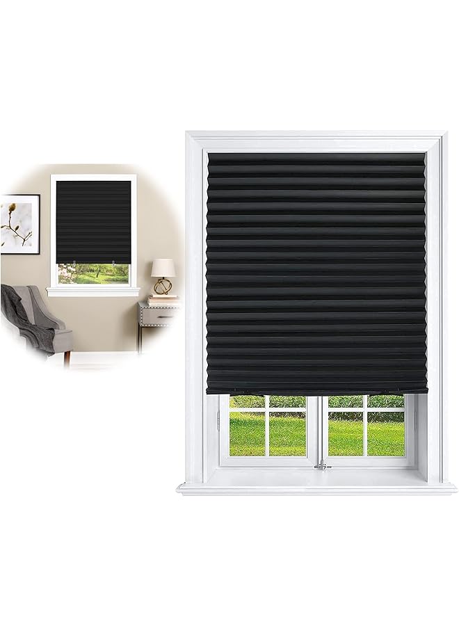 erorex Window Shades 1 Pcs Pleated Shade Heat Sun Protection Temporary Window Blind For Home Kitchen Room 90 X 180 Cm Black - Image 1