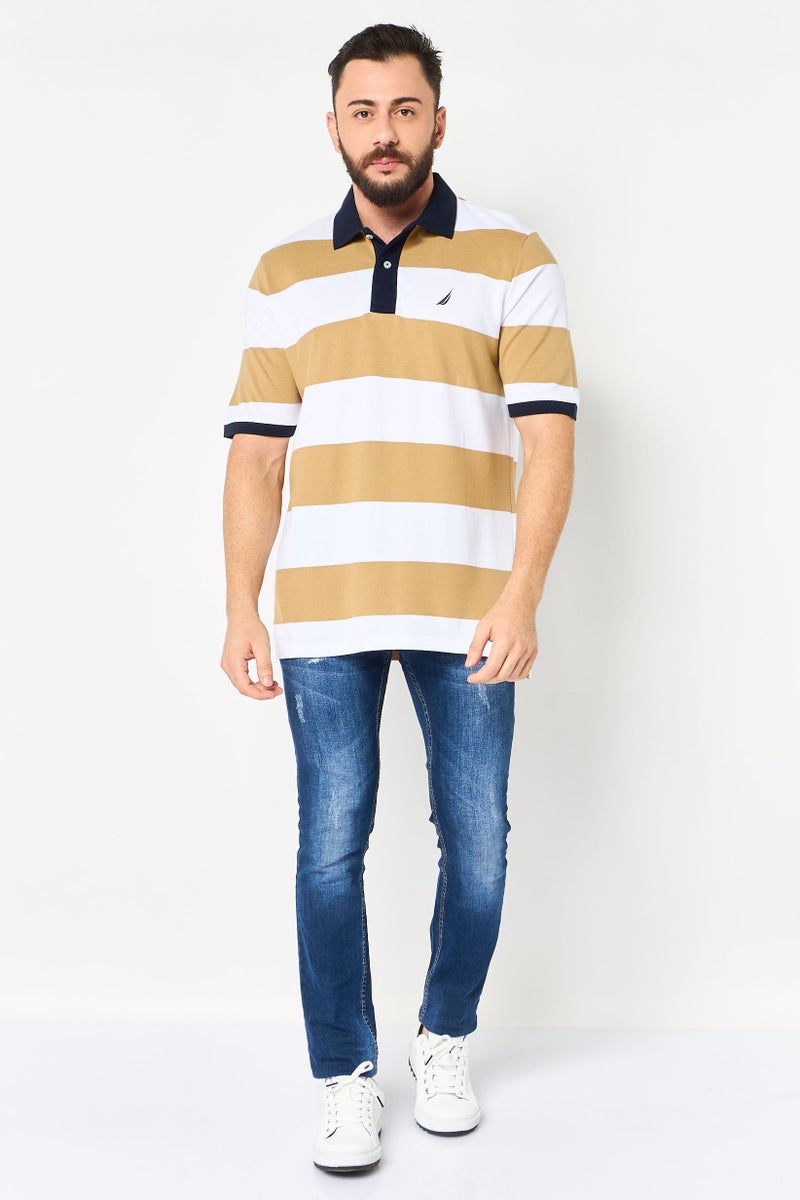 NAUTICA Men Regular Fit Short Sleeve Stripe Polo Shirt, Multicolor - Image 2