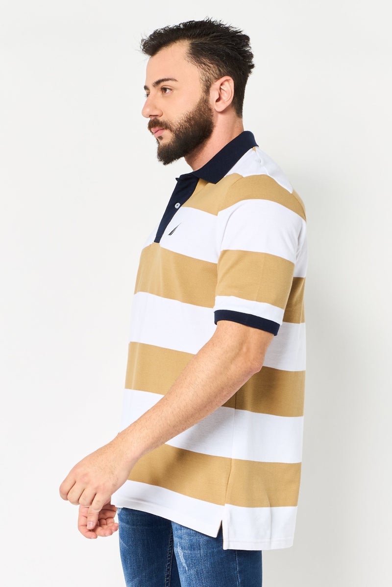 NAUTICA Men Regular Fit Short Sleeve Stripe Polo Shirt, Multicolor - Image 3