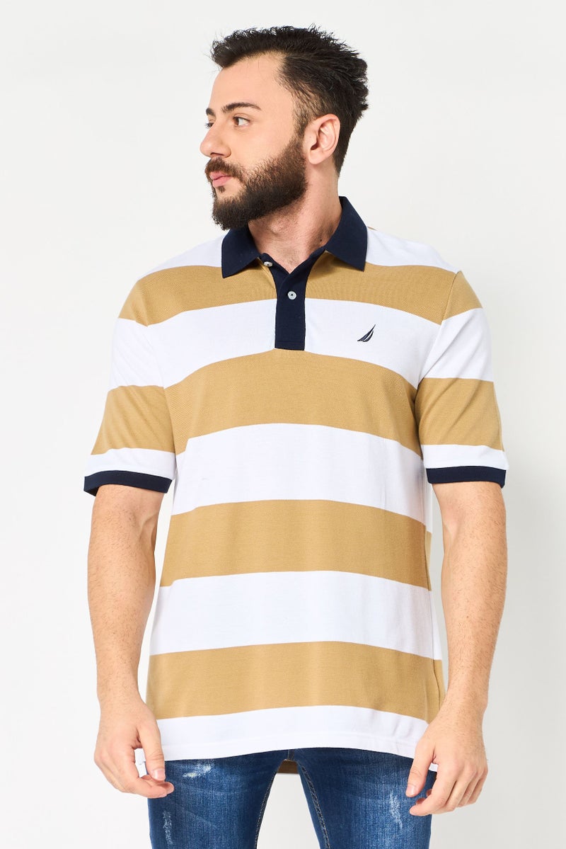 NAUTICA Men Regular Fit Short Sleeve Stripe Polo Shirt, Multicolor - Image 1