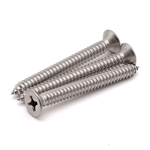 RoyceMart 30 Pack #10 x 2-1/2" Flat Head Phillips Self Tapping Screws, 18-8 Stainless Steel 304, Countersunk Sheet Metal & Wood Screws, Corrosion Resistant Fasteners - Image 5