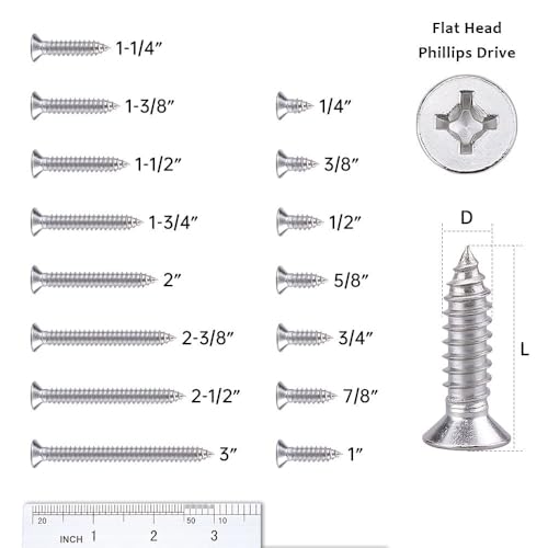 RoyceMart 30 Pack #10 x 2-1/2" Flat Head Phillips Self Tapping Screws, 18-8 Stainless Steel 304, Countersunk Sheet Metal & Wood Screws, Corrosion Resistant Fasteners - Image 3