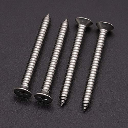 RoyceMart 30 Pack #10 x 2-1/2" Flat Head Phillips Self Tapping Screws, 18-8 Stainless Steel 304, Countersunk Sheet Metal & Wood Screws, Corrosion Resistant Fasteners - Image 2