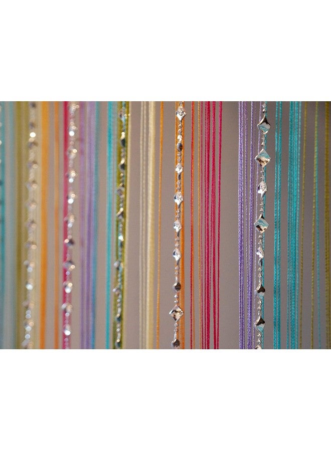 بينديا ستارة خيطية مزخرفة من PINDIA مع فاصل غرفة فاخر من خرز خيط الطائرة الورقية الفضية - 7 أقدام، متعدد الألوان - Image 1
