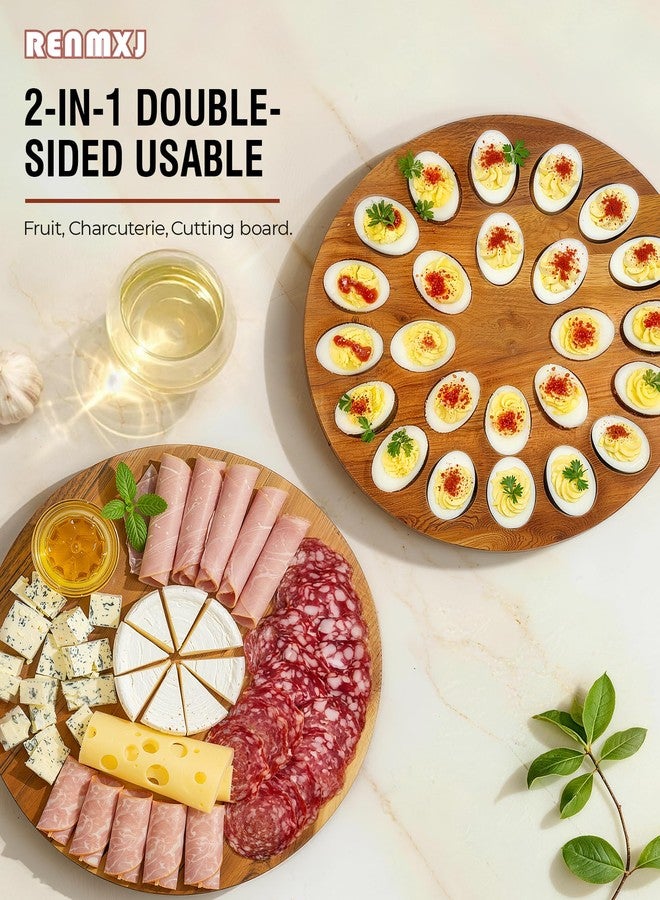 Renmxj Deviled Egg Containers with Lid (24 Eggs), 2026 Upgraded Acacia Wooden Deviled Egg Tray Platter for Party and Home Kitchen, The Lid is Dishwasher Safe (Black) - Image 3