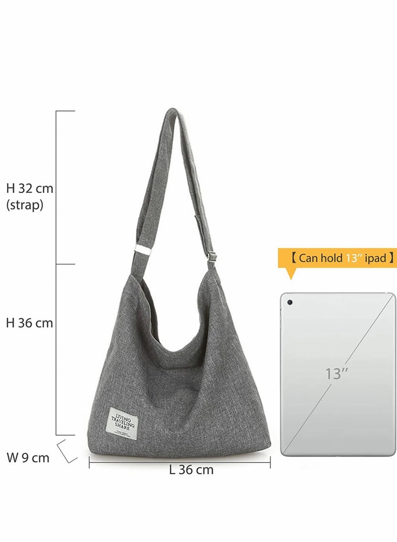 Stylish Large Capacity Canvas Hobo Handbag for Women - Versatile Tote Bag for Travel & Daily Use, 36x36x9cm  - Image 4