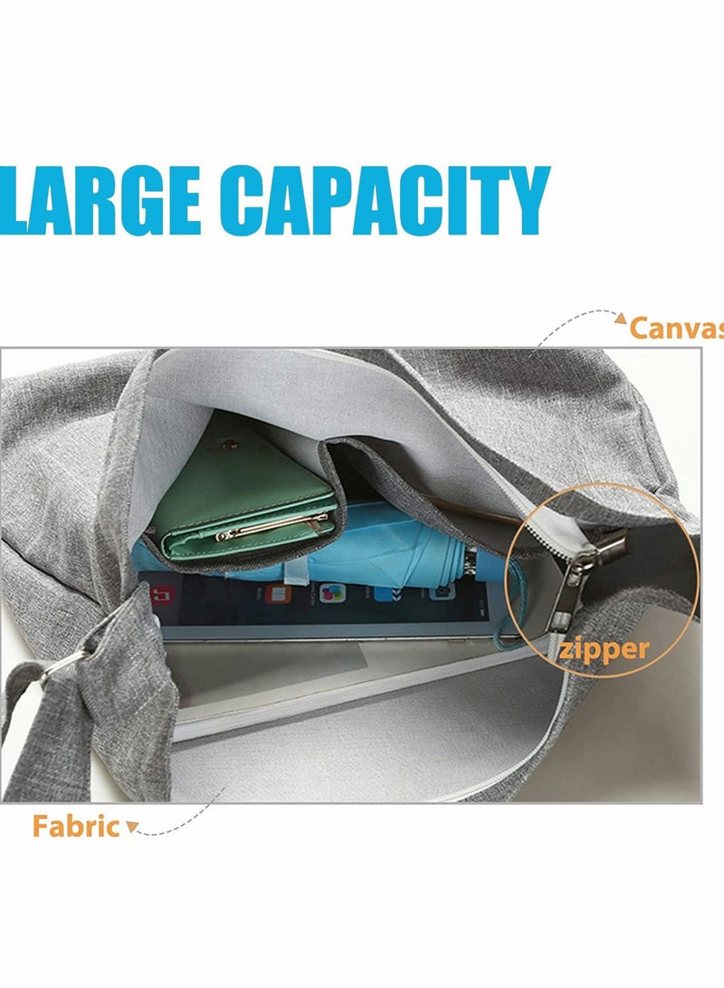 Stylish Large Capacity Canvas Hobo Handbag for Women - Versatile Tote Bag for Travel & Daily Use, 36x36x9cm  - Image 5