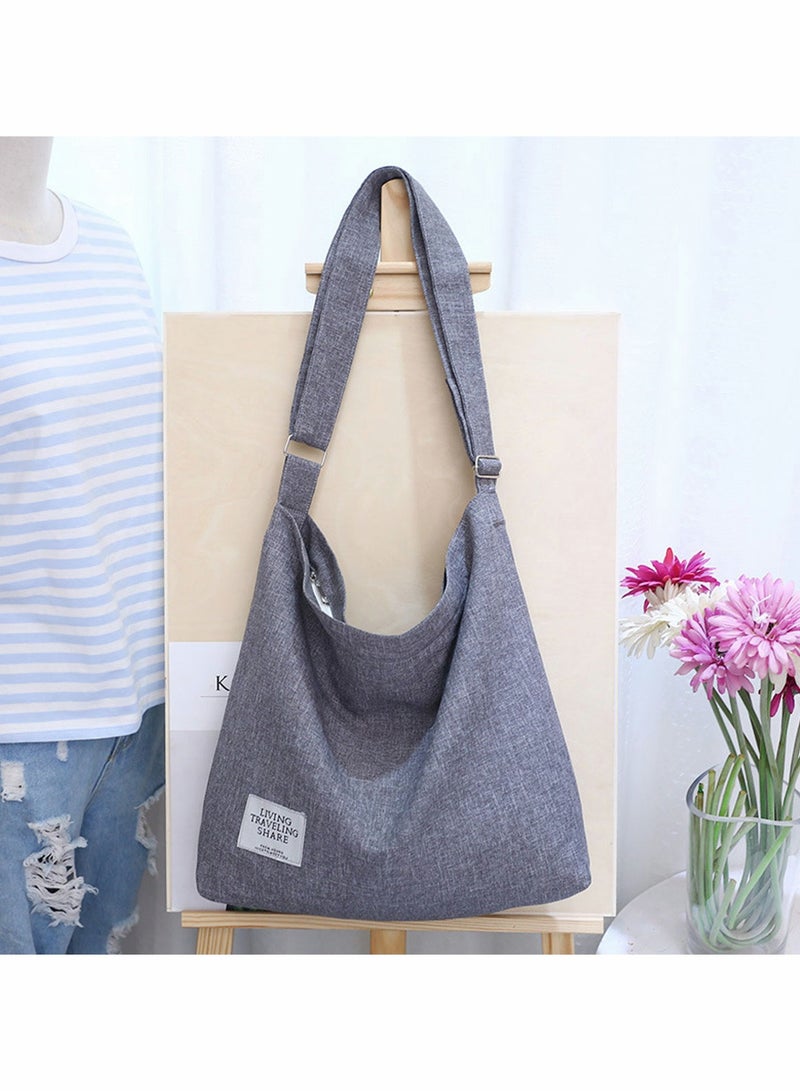 Stylish Large Capacity Canvas Hobo Handbag for Women - Versatile Tote Bag for Travel & Daily Use, 36x36x9cm  - Image 3