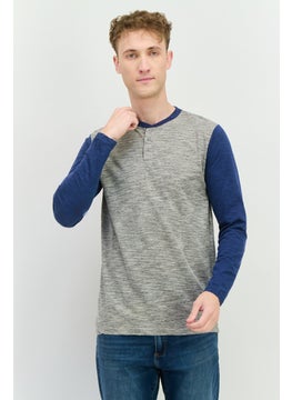 Men Crew Neck Long Sleeves Heather T-Shirt, Light Grey
