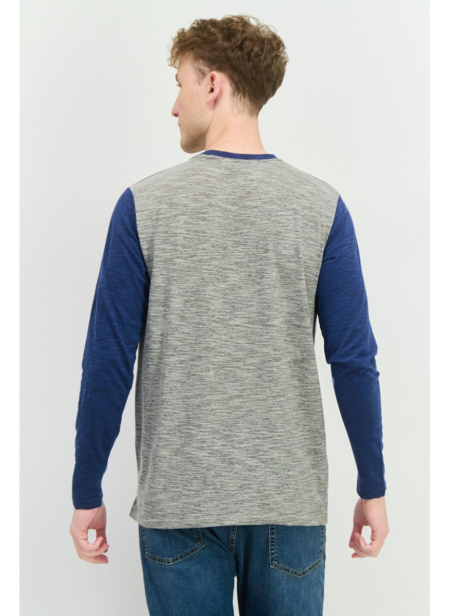 BRAVE SOUL - Men Crew Neck Long Sleeves Heather T-Shirt, Light Grey - Image 1