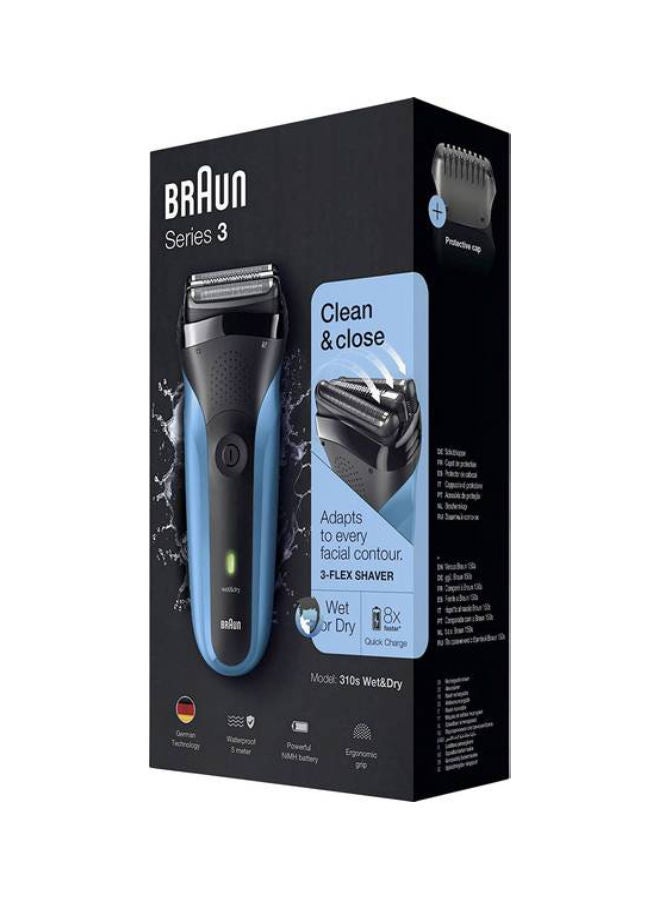 BRAUN Series 3 310s Rechargeable Wet&Dry Electric Shaver Blue/Black - Image 1