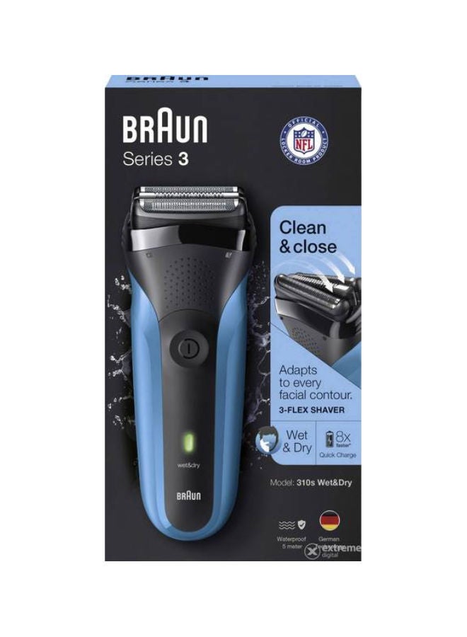 BRAUN Series 3 310s Rechargeable Wet&Dry Electric Shaver Blue/Black - Image 3