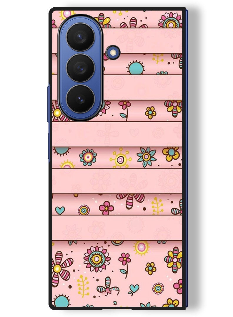 Theodor حافظة متوافقة مع سامسونج جالاكسي زد فولد 7 - 8 بوصة حماية مضادة للصدمات غطاء بامبر زهور صغيرة - Image 1