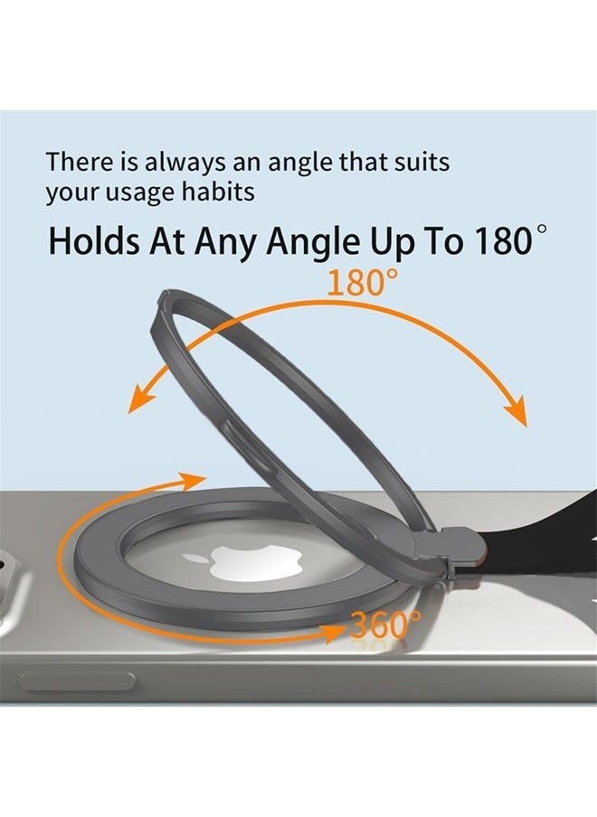 Raxoom Magnetic Phone Grip Holder Kickstand, Compatible with PopSockets MagSafe Ring Removable, for iPhone, Samsung Galaxy, Google (Black) - Image 2