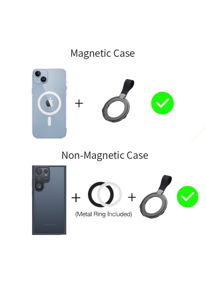 Raxoom Magnetic Phone Grip Holder Kickstand, Compatible with PopSockets MagSafe Ring Removable, for iPhone, Samsung Galaxy, Google (Black) - Image 5