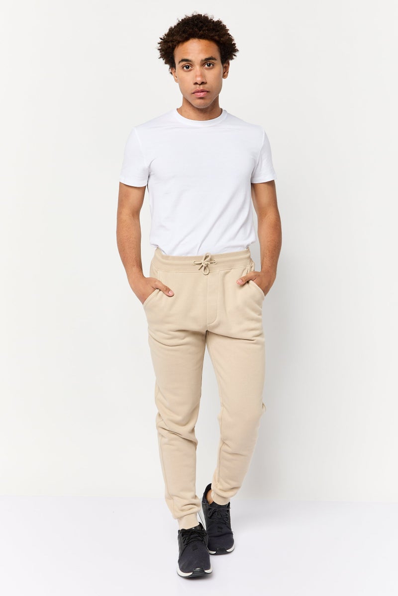Celio Men Regular Fit Solid Jogger Pants, Taupe - Image 2