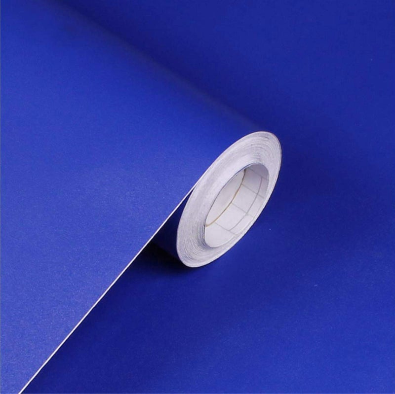 wolpin Self Adhesive Wall Stickers Wallpaper (45 x 300 cm) Solid Colour Home Renovation DIY Project, Gift Wrapper, Furniture, Fridge, Refrigerator, Kitchen Cupboard, Stove Backdrop, Blue - Image 1