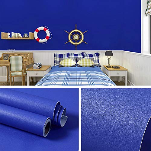 wolpin Self Adhesive Wall Stickers Wallpaper (45 x 300 cm) Solid Colour Home Renovation DIY Project, Gift Wrapper, Furniture, Fridge, Refrigerator, Kitchen Cupboard, Stove Backdrop, Blue - Image 4