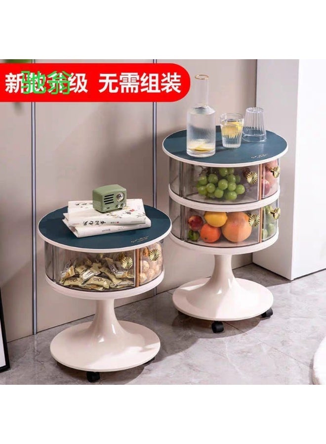 BAIG Modern Rotating Snack Storage Side Table – Multi-Layer Organizer with Hidden Drawer, Rolling Wheels, and Smooth Surface Top - Image 2