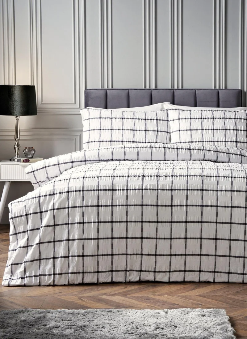 Matalan Black Check Seersucker Duvet Set