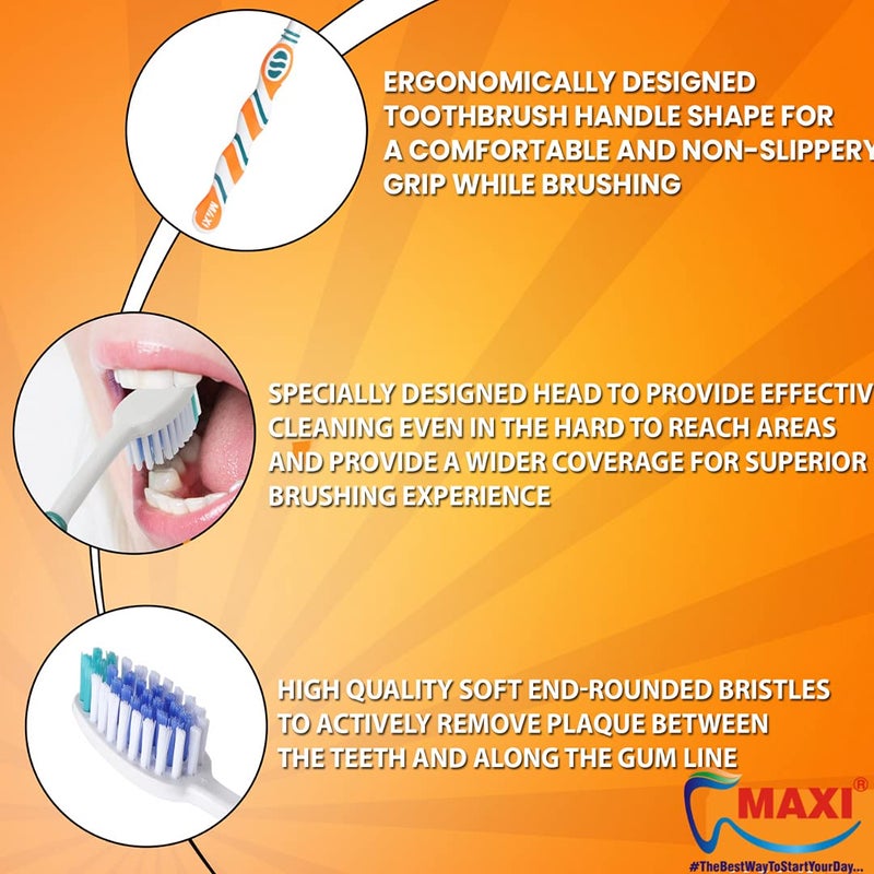 MAXI 1 Number Soft Bristles Toothbrush, Multicolor (Pack of 12) - Image 2