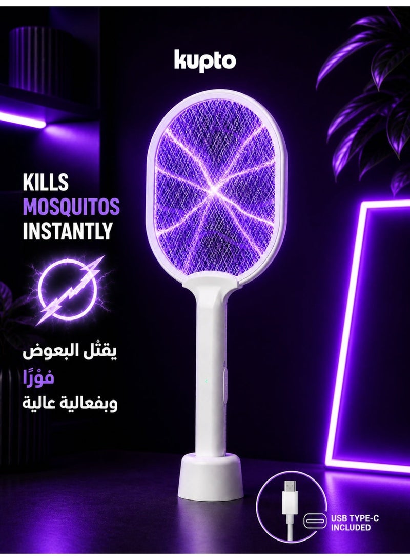 Electric Mosquito Zapper Racket with UV Light, Rechargeable Bug Killer Swatter, USB Charging Fly & Mosquito Killer for Indoor Outdoor Home Camping