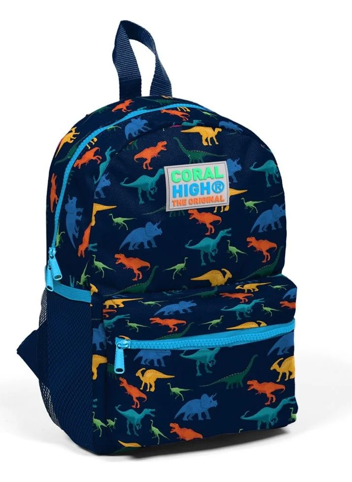 كورال هاي Kids Navy Blue Dinosaur Patterned Two Compartment Nest Backpack 23353