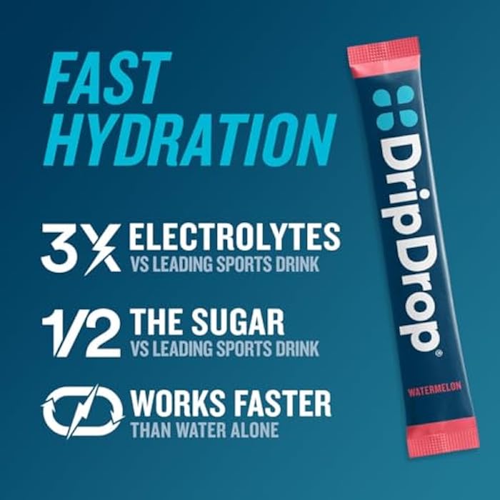 DripDrop Hydration Packets - Bold Variety Pack - Single Serve Electrolytes Powder Drink Mix - Watermelon, Berry, Lemon, Orange - Non-GMO, Gluten Free, Vegan - 16 Sticks - Image 2