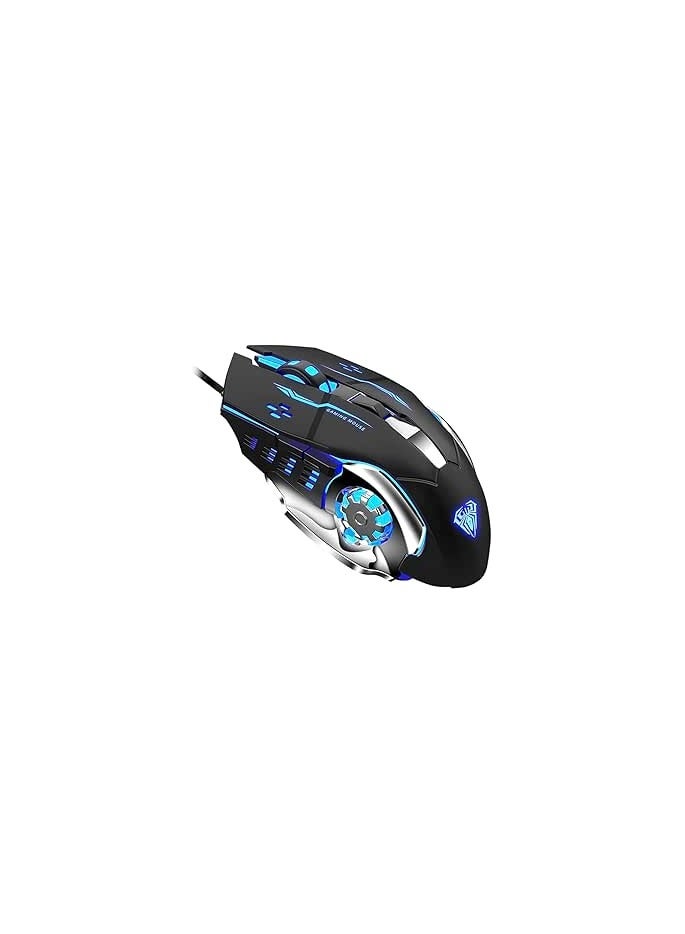 AULA S20 Gaming Mouse – Wired USB with LED RGB Backlight, Adjustable DPI, 6 Programmable Macro Buttons, for Desktop & Laptop – Black - Image 1