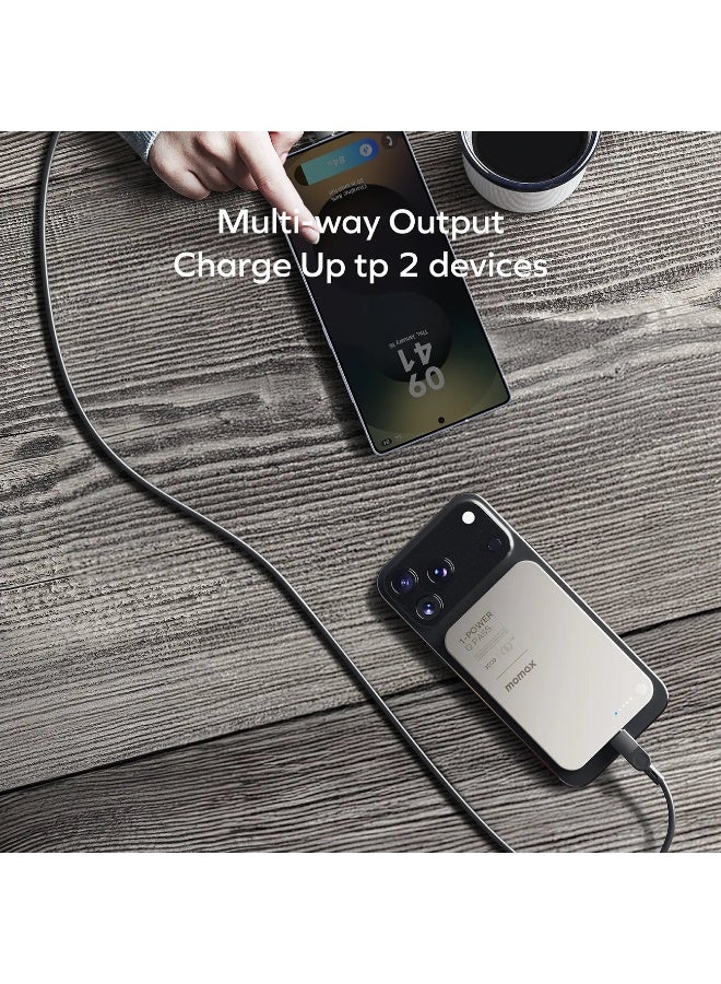 Momax 1-باور كيو.باس 3000 مللي أمبير بنك طاقة لاسلكي مغناطيسي [نحيف للغاية] حتى 10.5 واط PD - أسود - Image 4