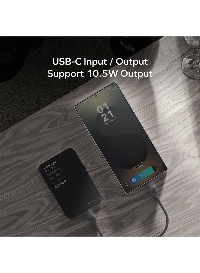 Momax 1-باور كيو.باس 3000 مللي أمبير بنك طاقة لاسلكي مغناطيسي [نحيف للغاية] حتى 10.5 واط PD - أسود - Image 3