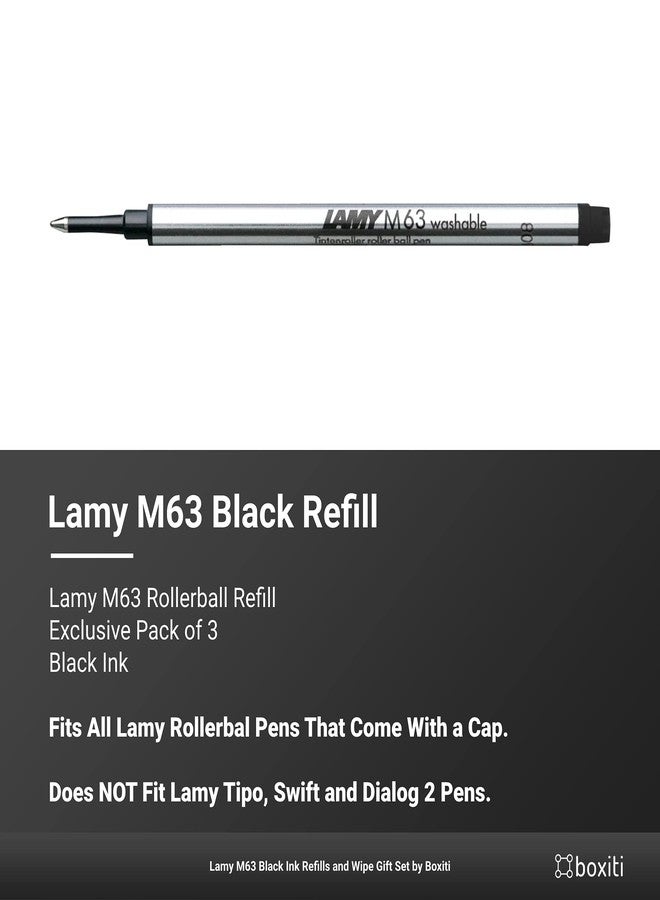 Boxiti Lamy M63 Rollerball Refill Black (Pack of 3) and Wipe - Image 2