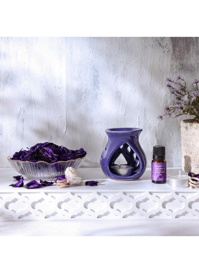 DANUBE HOME Danube Home Amara Potpourri Set With Ceramic Burner + Lavender Oil (15Ml) + Tea Light (X2) Premium Home Fragrance Long-Lasting Scent For Rooms Decorative Home Accessories  - Image 3