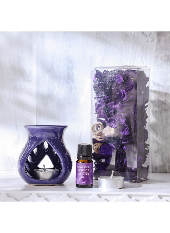 DANUBE HOME Danube Home Amara Potpourri Set With Ceramic Burner + Lavender Oil (15Ml) + Tea Light (X2) Premium Home Fragrance Long-Lasting Scent For Rooms Decorative Home Accessories  - Image 2