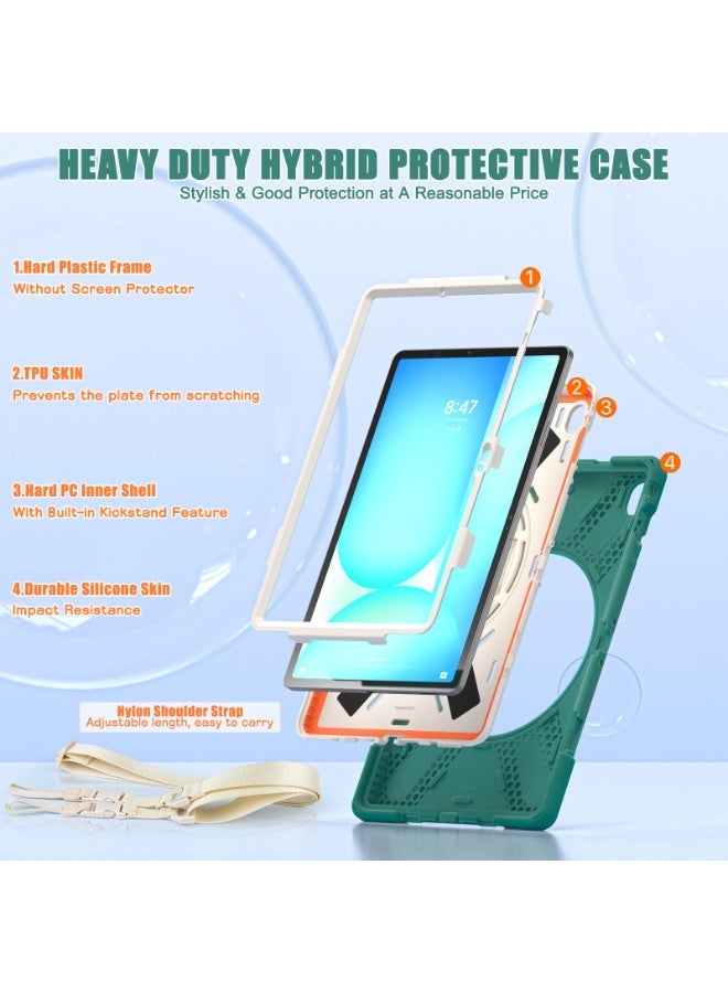 general Tablet Case for Samsung Galaxy Tab S10 FE Plus 13.1 inch 2025, 360° Rotating Hand Strap and Stand, Heavy Duty Rugged Shockproof Silicone Cover with Shoulder Strap - Image 3