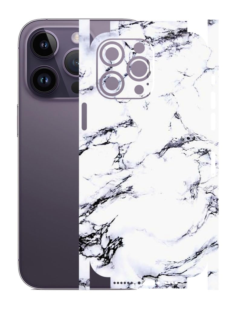 AtOdds - Full Body Back Screen Guard Protector Film - Lamination Wrap Skin Sticker for iPhone 14 Pro Max | Scratchproof Matte Finish (Design - Marble) - Image 1