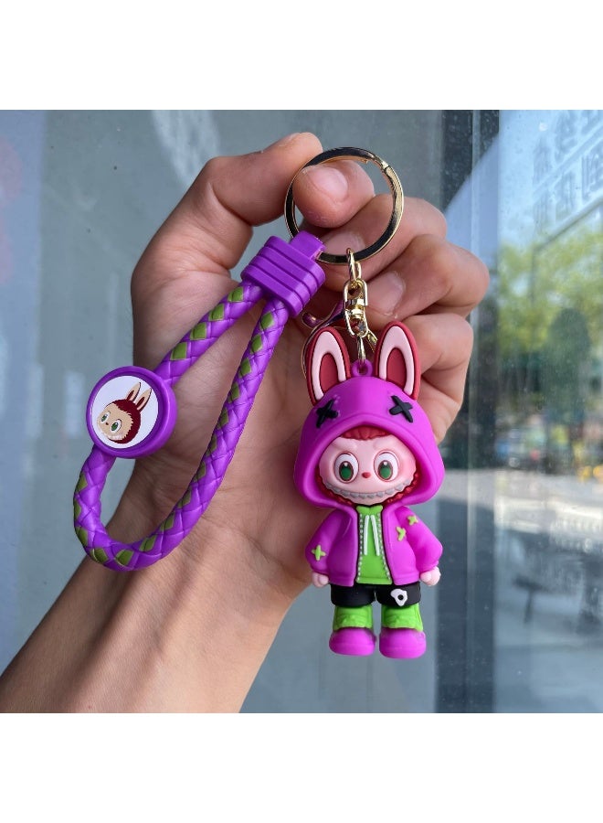 NIBEMINENT Cartoon LABUBU Keychain, 3d Stereoscopic Figurine, Schoolbag Pendant, Car Key Chain Gift  - Image 1