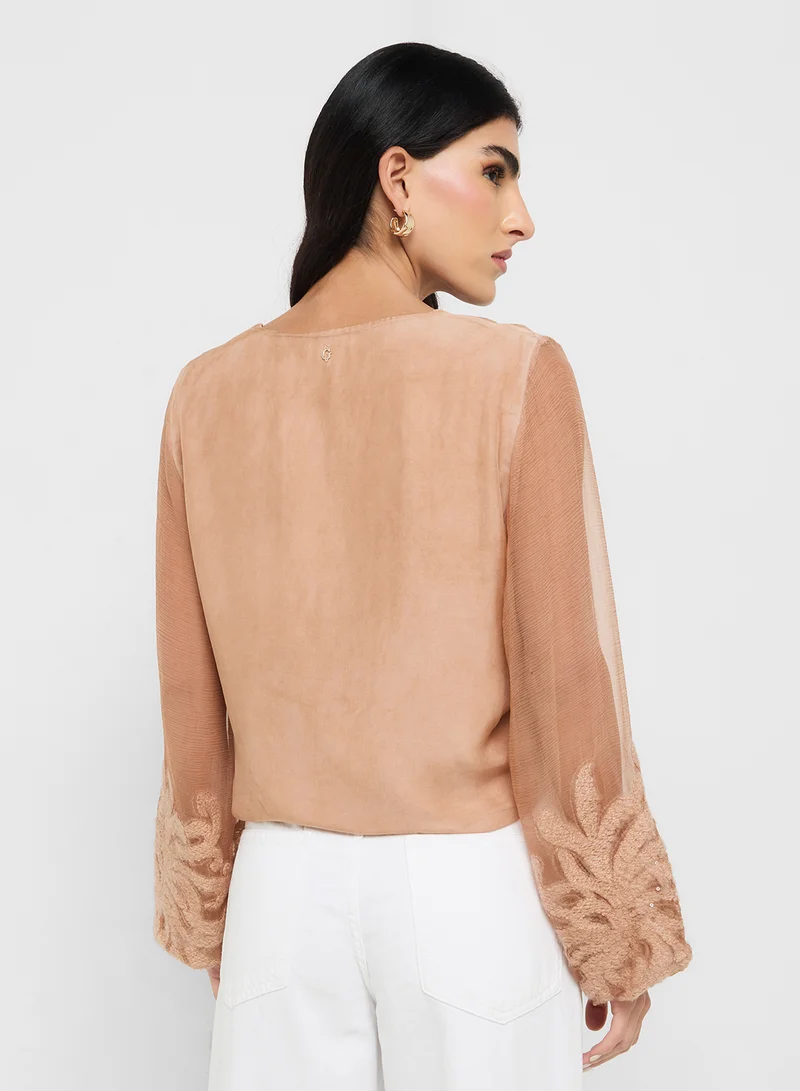 جس Long Sleeve Camilla Garment Dyed Top