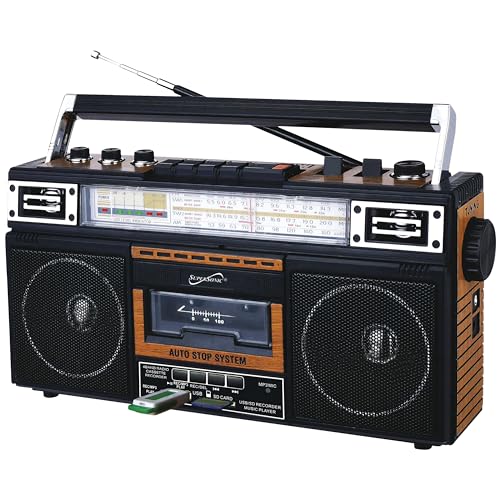 SUPERSONIC راديو وكاسيت سوبر سونيك SC-3201BT 4 نطاقات ومكبر صوت بلوتوث، راديو AM/FM/SW مع تشغيل MP3، USB وبطاقة SD، 3 نطاق EQ ومدخل سماعة - Image 1