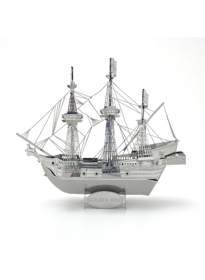 Ancient sailing ship metal 3D jigsaw puzzle,3D retro ship model DIY kit, collectible nautical model, high-difficulty DIY assembly desktop decoration - Image 1