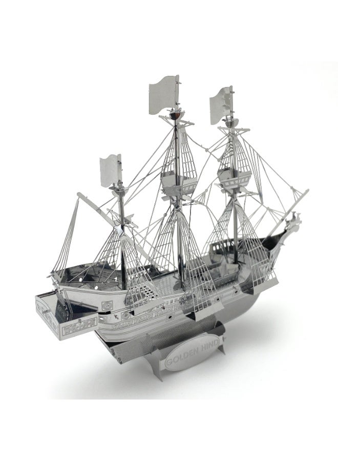 Ancient sailing ship metal 3D jigsaw puzzle,3D retro ship model DIY kit, collectible nautical model, high-difficulty DIY assembly desktop decoration - Image 5