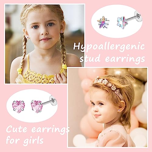 YADOCA 24Pairs Hypoallergenic Earrings for Girls Women - 𝑺𝒖𝒓𝒈𝒊𝒄𝒂𝒍 𝑺𝒕𝒆𝒆𝒍 Screw Back Earring Cute Kids Baby Toddler Earrings 4mm Tiny Screwback Flat Back Stud Earring Set Age: Over 3 Years Old - Image 5