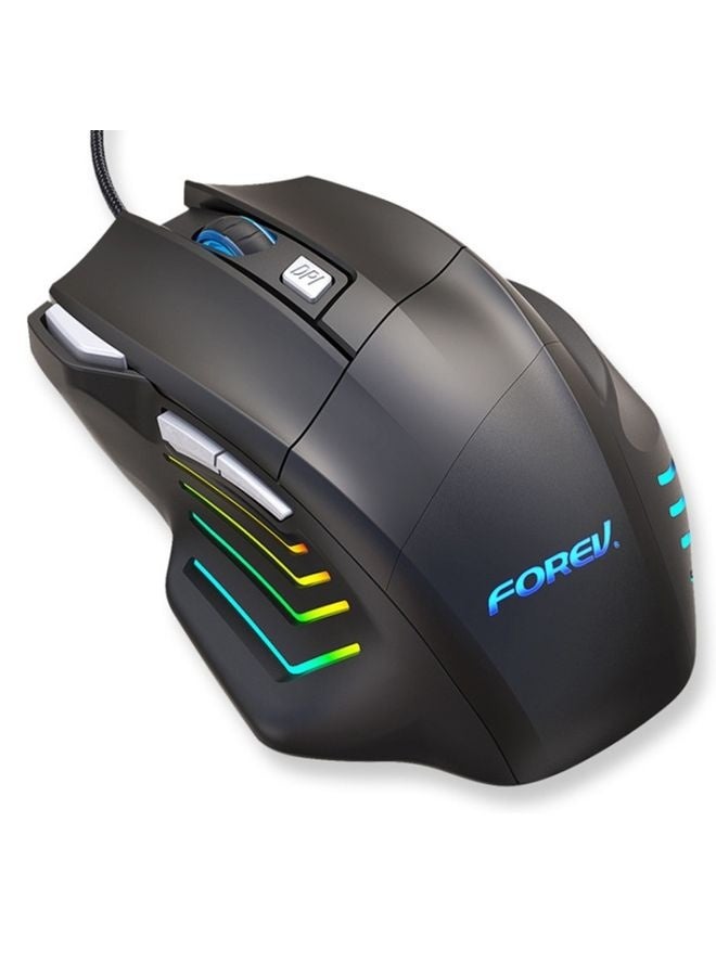 general FOREV FV-X7 3200dpi Wired Mechanical Gaming RGB Lighted Mouse (Black) - Image 1